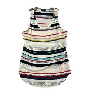 Van Heusen Sleeveless Blouse Women’s Small Petite Multicolor Striped Scoop Neck